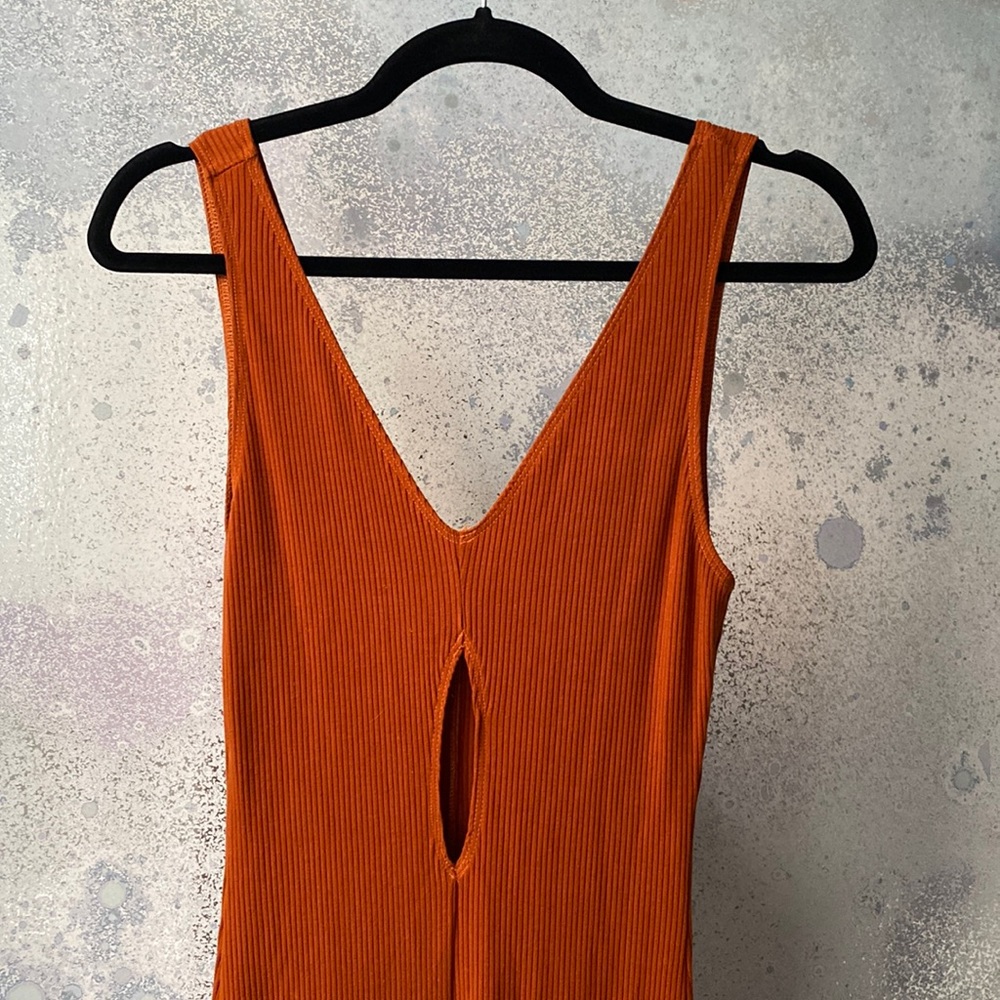 Reformation burnt orange jumpsuit in small